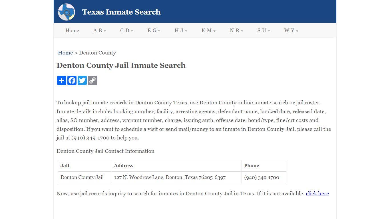 Denton County Jail Inmate Search